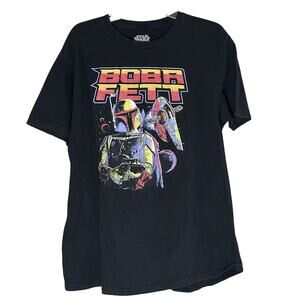 Star Wars Boba Fett Men's T-Shirt Large Black, Graphic Print, Cotton XL